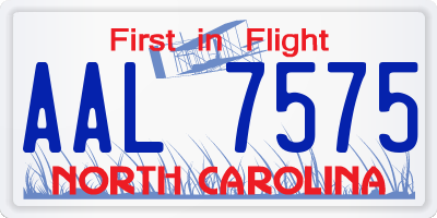 NC license plate AAL7575