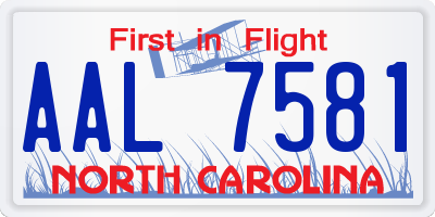 NC license plate AAL7581