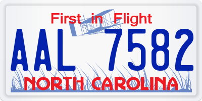 NC license plate AAL7582