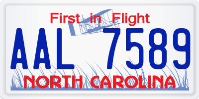 NC license plate AAL7589