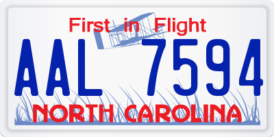 NC license plate AAL7594