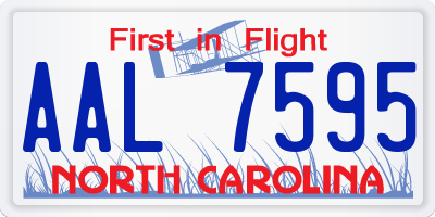 NC license plate AAL7595