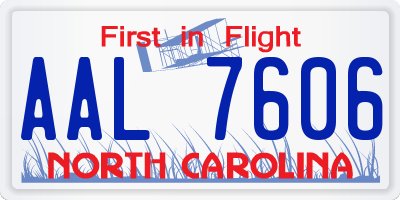 NC license plate AAL7606