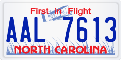 NC license plate AAL7613