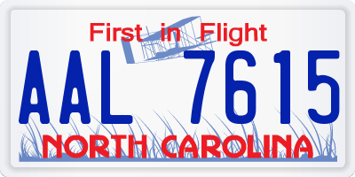 NC license plate AAL7615