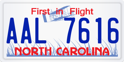 NC license plate AAL7616