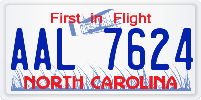 NC license plate AAL7624