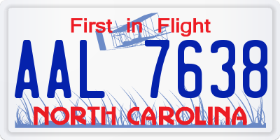 NC license plate AAL7638
