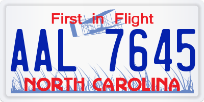 NC license plate AAL7645