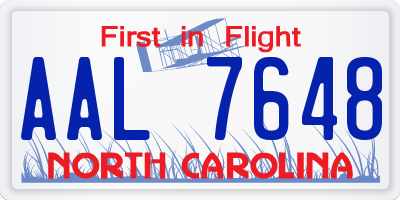 NC license plate AAL7648