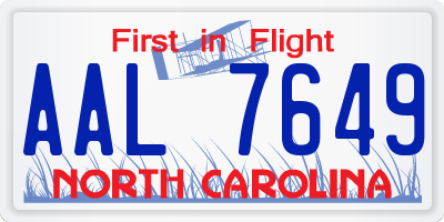 NC license plate AAL7649