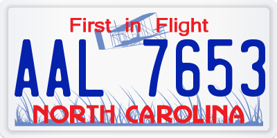 NC license plate AAL7653