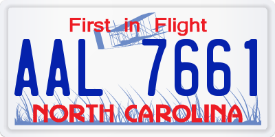 NC license plate AAL7661