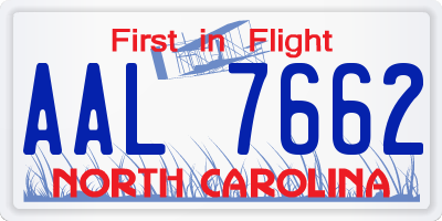 NC license plate AAL7662