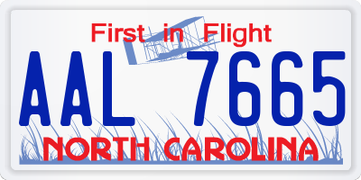 NC license plate AAL7665