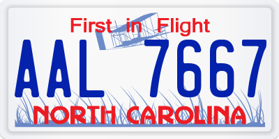 NC license plate AAL7667