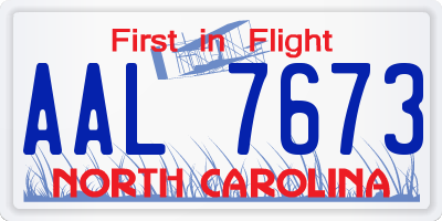 NC license plate AAL7673