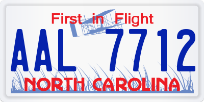 NC license plate AAL7712