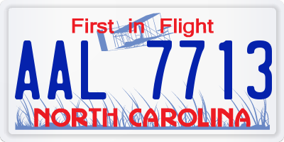 NC license plate AAL7713