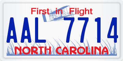 NC license plate AAL7714