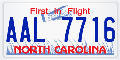 NC license plate AAL7716