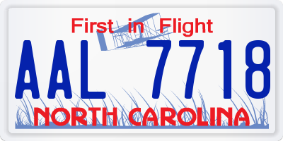 NC license plate AAL7718