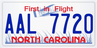 NC license plate AAL7720