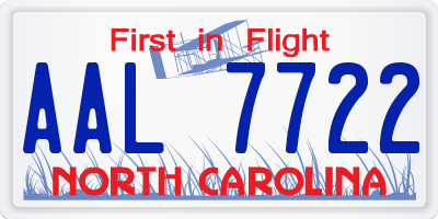 NC license plate AAL7722