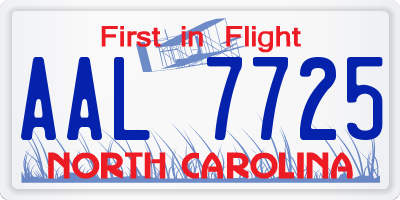 NC license plate AAL7725