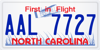 NC license plate AAL7727