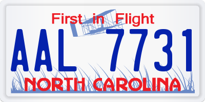NC license plate AAL7731