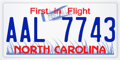 NC license plate AAL7743
