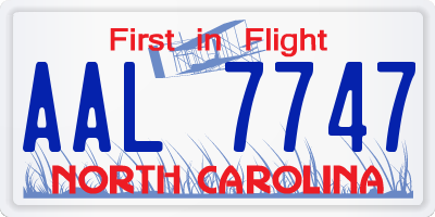 NC license plate AAL7747