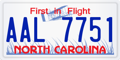 NC license plate AAL7751