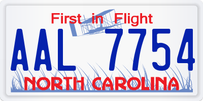 NC license plate AAL7754