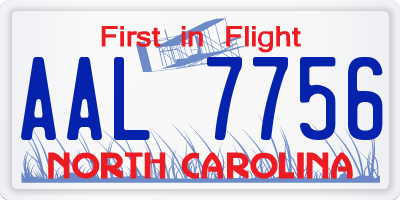 NC license plate AAL7756