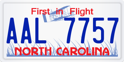 NC license plate AAL7757