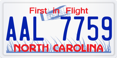 NC license plate AAL7759