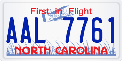 NC license plate AAL7761