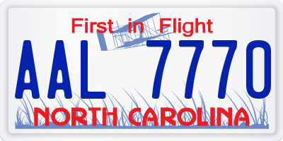 NC license plate AAL7770