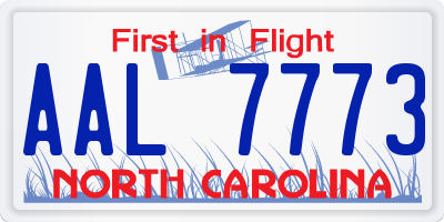 NC license plate AAL7773