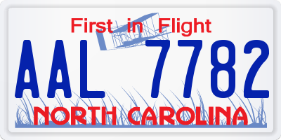 NC license plate AAL7782