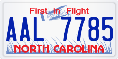 NC license plate AAL7785