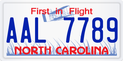 NC license plate AAL7789
