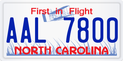 NC license plate AAL7800