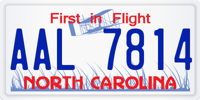NC license plate AAL7814