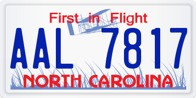 NC license plate AAL7817