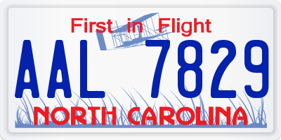 NC license plate AAL7829