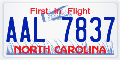 NC license plate AAL7837