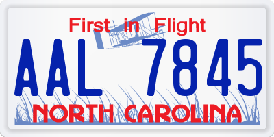 NC license plate AAL7845